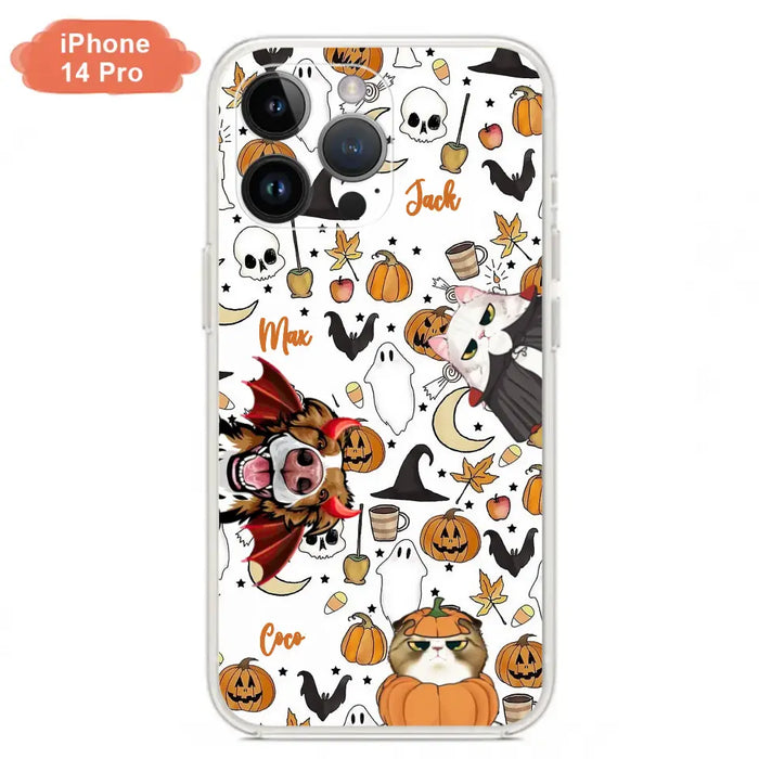 Custom Personalized Halloween Pet Phone Case - Upto 3 Pets - Gift Idea For Dog/Cat Owners - Case for iPhone/Samsung