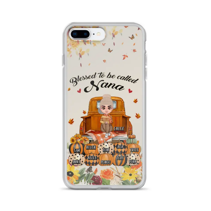 Custom Personalized Grandma Autumn Phone Case - Gift Idea For Grandma - Upto 10 Kids -  Case For iPhone/Samsung - Blessed To Be Called Nana