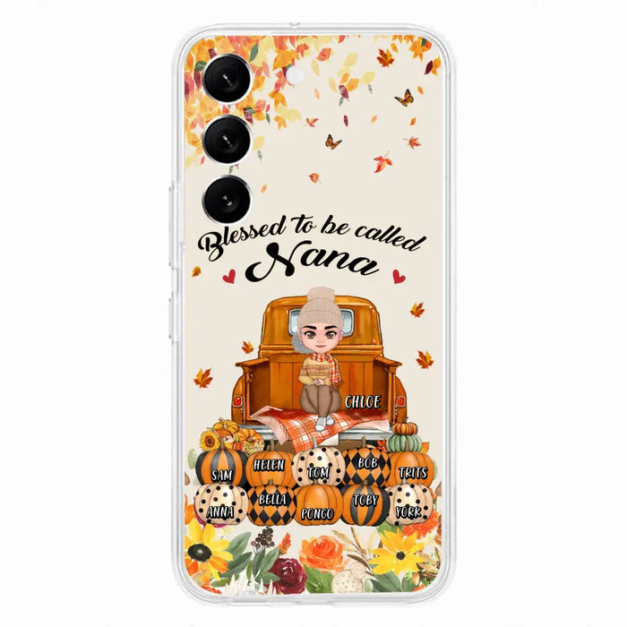 Custom Personalized Grandma Autumn Phone Case - Gift Idea For Grandma - Upto 10 Kids -  Case For iPhone/Samsung - Blessed To Be Called Nana