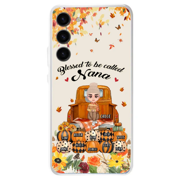 Custom Personalized Grandma Autumn Phone Case - Gift Idea For Grandma - Upto 10 Kids -  Case For iPhone/Samsung - Blessed To Be Called Nana