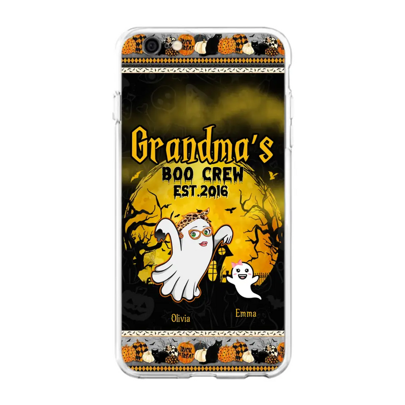 Custom Personalized Grandma Phone Case - Halloween Gift For Grandma - Upto 7 Kids - Grandma's Boo Crew - Case For iPhone/ Samsung