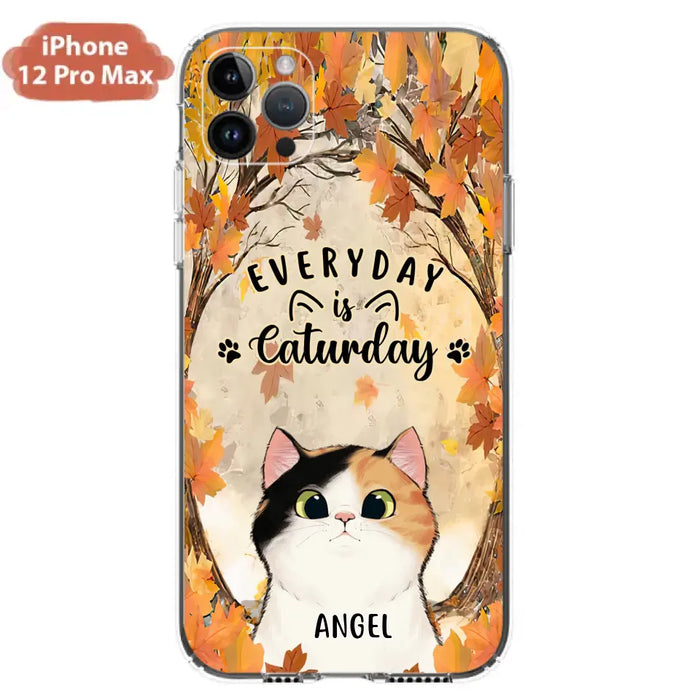 Custom Personalized Cat Phone Case For iPhone And Samsung - Gift Idea For Cat Lover - Up to 6 Cats - Everyday Is Caturday