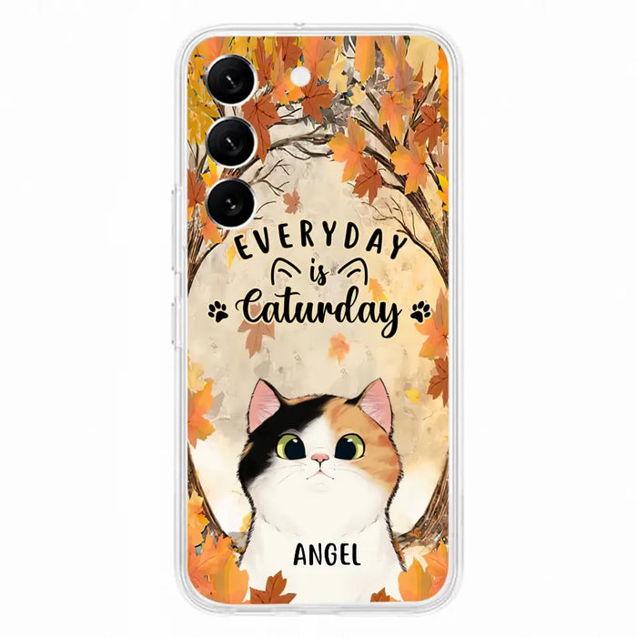 Custom Personalized Cat Phone Case For iPhone And Samsung - Gift Idea For Cat Lover - Up to 6 Cats - Everyday Is Caturday