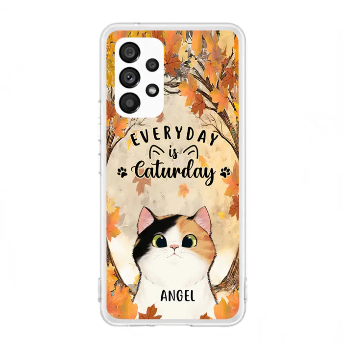 Custom Personalized Cat Phone Case For iPhone And Samsung - Gift Idea For Cat Lover - Up to 6 Cats - Everyday Is Caturday