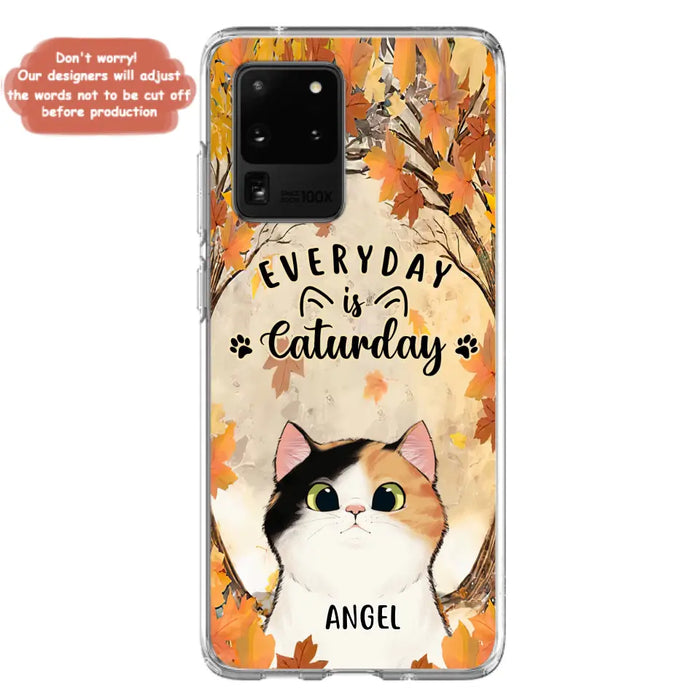 Custom Personalized Cat Phone Case For iPhone And Samsung - Gift Idea For Cat Lover - Up to 6 Cats - Everyday Is Caturday