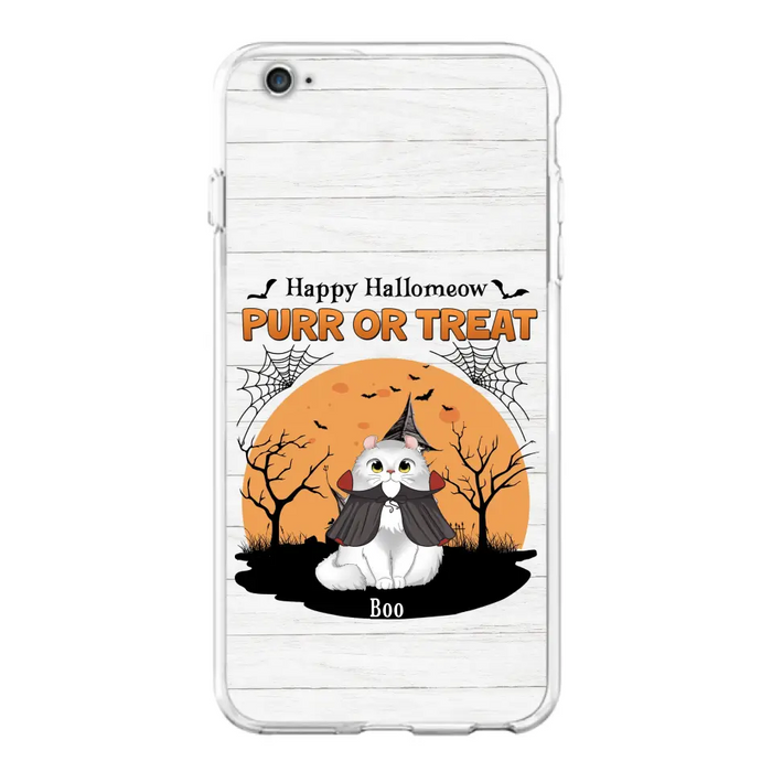 Custom Personalized Meowloween Phone Case - Up to 6 Cats - Halloween Gift Idea for Cat Lovers - Happy Hallomeow - Case for iPhone/Samsung