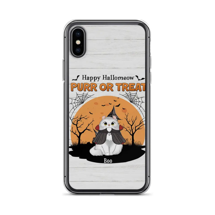 Custom Personalized Meowloween Phone Case - Up to 6 Cats - Halloween Gift Idea for Cat Lovers - Happy Hallomeow - Case for iPhone/Samsung