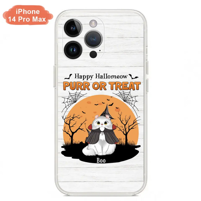 Custom Personalized Meowloween Phone Case - Up to 6 Cats - Halloween Gift Idea for Cat Lovers - Happy Hallomeow - Case for iPhone/Samsung