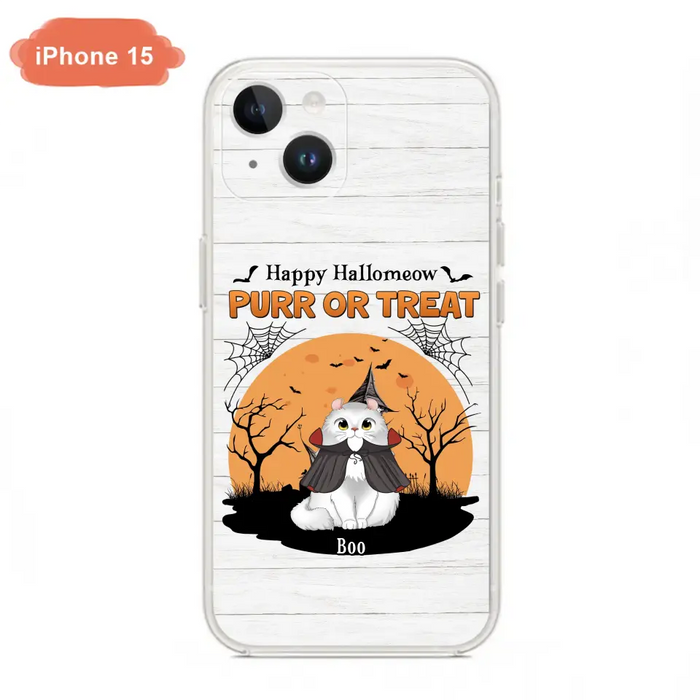 Custom Personalized Meowloween Phone Case - Up to 6 Cats - Halloween Gift Idea for Cat Lovers - Happy Hallomeow - Case for iPhone/Samsung