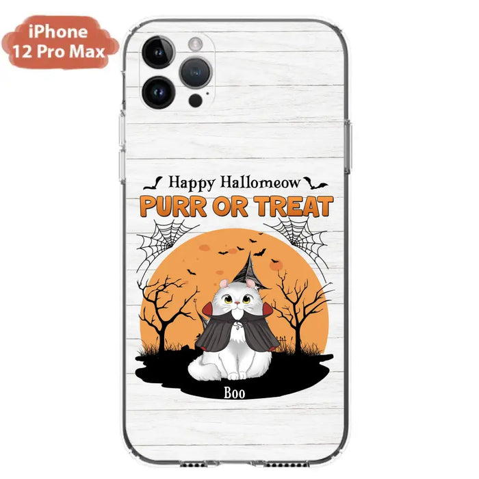 Custom Personalized Meowloween Phone Case - Up to 6 Cats - Halloween Gift Idea for Cat Lovers - Happy Hallomeow - Case for iPhone/Samsung