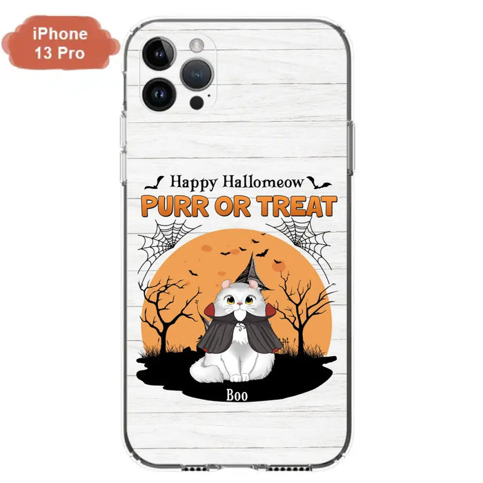 Custom Personalized Meowloween Phone Case - Up to 6 Cats - Halloween Gift Idea for Cat Lovers - Happy Hallomeow - Case for iPhone/Samsung