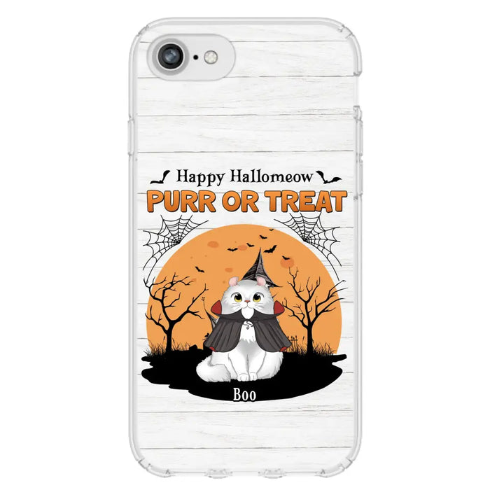 Custom Personalized Meowloween Phone Case - Up to 6 Cats - Halloween Gift Idea for Cat Lovers - Happy Hallomeow - Case for iPhone/Samsung