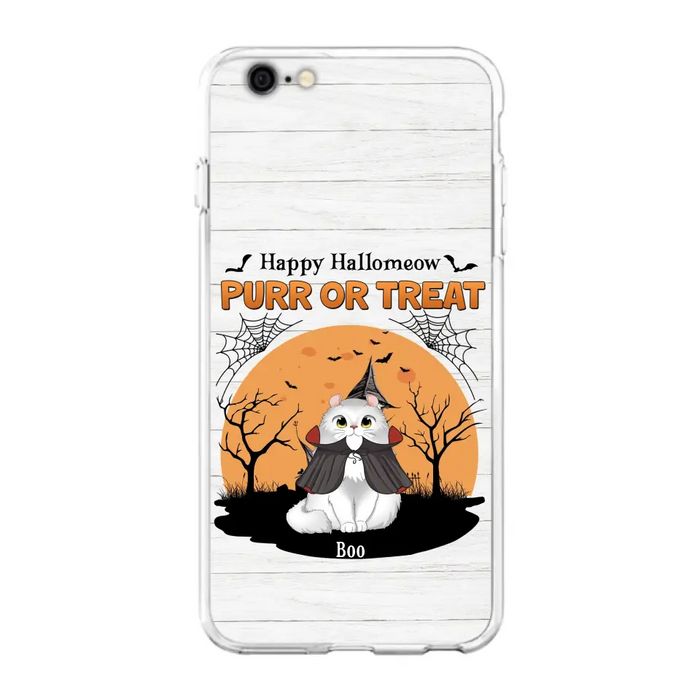 Custom Personalized Meowloween Phone Case - Up to 6 Cats - Halloween Gift Idea for Cat Lovers - Happy Hallomeow - Case for iPhone/Samsung