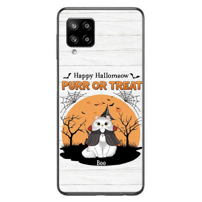 Custom Personalized Meowloween Phone Case - Up to 6 Cats - Halloween Gift Idea for Cat Lovers - Happy Hallomeow - Case for iPhone/Samsung