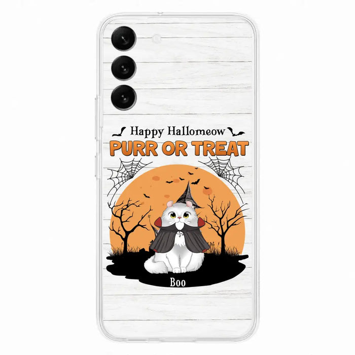 Custom Personalized Meowloween Phone Case - Up to 6 Cats - Halloween Gift Idea for Cat Lovers - Happy Hallomeow - Case for iPhone/Samsung