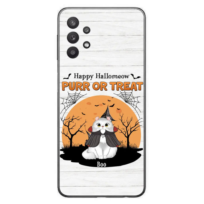 Custom Personalized Meowloween Phone Case - Up to 6 Cats - Halloween Gift Idea for Cat Lovers - Happy Hallomeow - Case for iPhone/Samsung