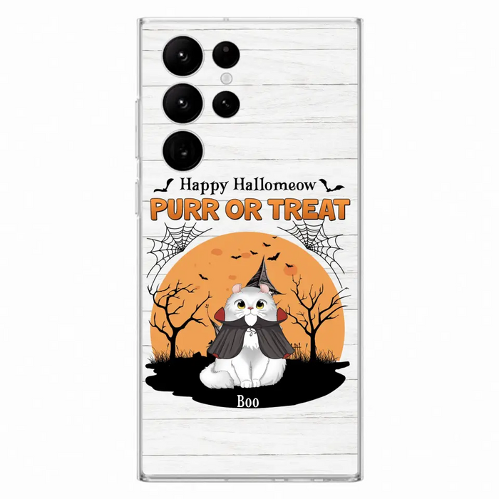 Custom Personalized Meowloween Phone Case - Up to 6 Cats - Halloween Gift Idea for Cat Lovers - Happy Hallomeow - Case for iPhone/Samsung