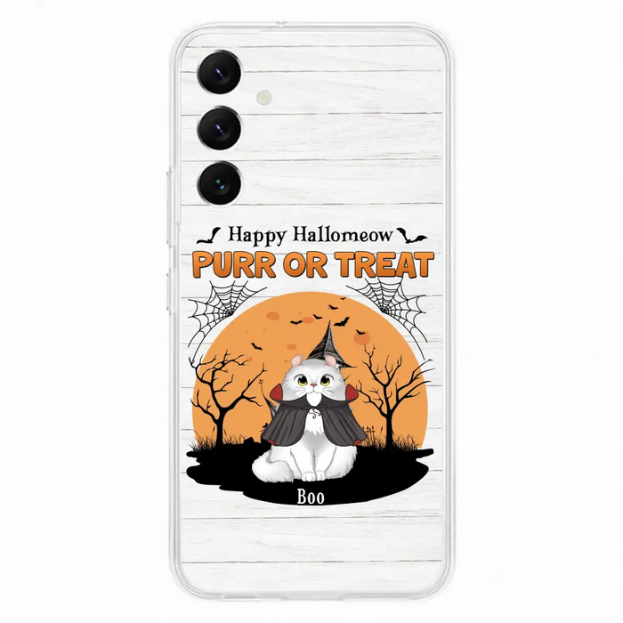 Custom Personalized Meowloween Phone Case - Up to 6 Cats - Halloween Gift Idea for Cat Lovers - Happy Hallomeow - Case for iPhone/Samsung