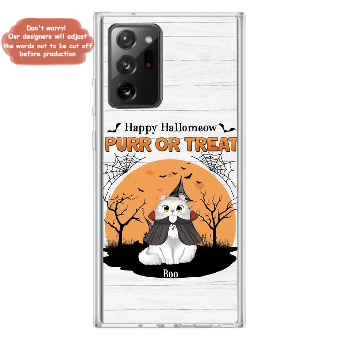 Custom Personalized Meowloween Phone Case - Up to 6 Cats - Halloween Gift Idea for Cat Lovers - Happy Hallomeow - Case for iPhone/Samsung