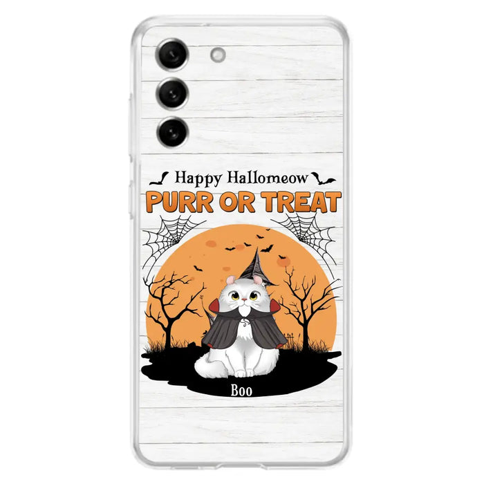 Custom Personalized Meowloween Phone Case - Up to 6 Cats - Halloween Gift Idea for Cat Lovers - Happy Hallomeow - Case for iPhone/Samsung