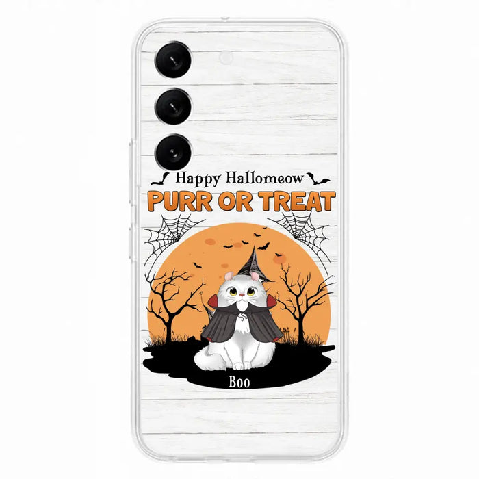 Custom Personalized Meowloween Phone Case - Up to 6 Cats - Halloween Gift Idea for Cat Lovers - Happy Hallomeow - Case for iPhone/Samsung