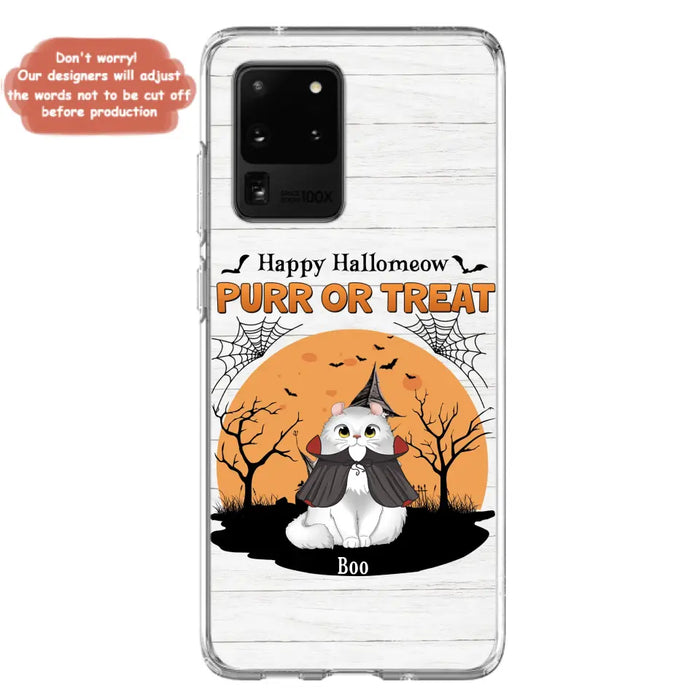 Custom Personalized Meowloween Phone Case - Up to 6 Cats - Halloween Gift Idea for Cat Lovers - Happy Hallomeow - Case for iPhone/Samsung