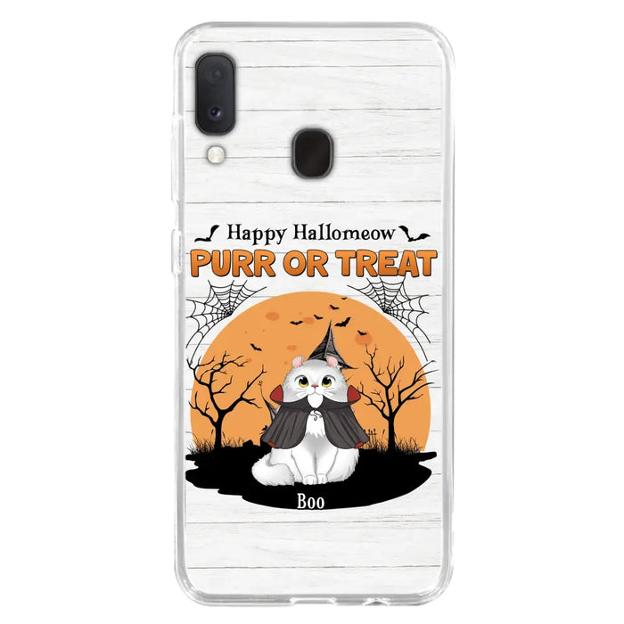 Custom Personalized Meowloween Phone Case - Up to 6 Cats - Halloween Gift Idea for Cat Lovers - Happy Hallomeow - Case for iPhone/Samsung