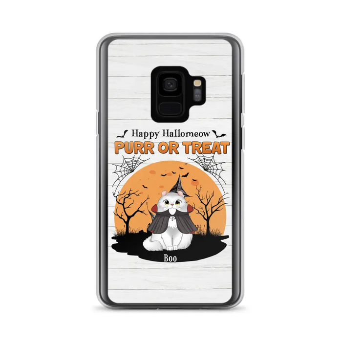 Custom Personalized Meowloween Phone Case - Up to 6 Cats - Halloween Gift Idea for Cat Lovers - Happy Hallomeow - Case for iPhone/Samsung