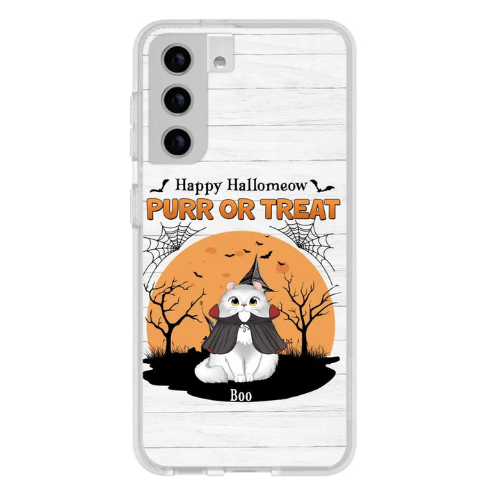 Custom Personalized Meowloween Phone Case - Up to 6 Cats - Halloween Gift Idea for Cat Lovers - Happy Hallomeow - Case for iPhone/Samsung