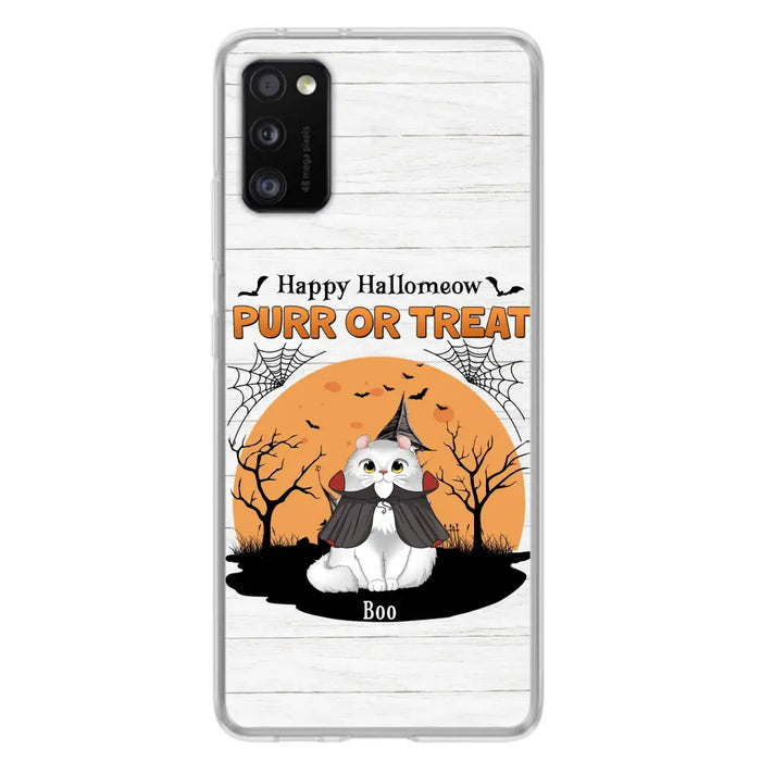 Custom Personalized Meowloween Phone Case - Up to 6 Cats - Halloween Gift Idea for Cat Lovers - Happy Hallomeow - Case for iPhone/Samsung