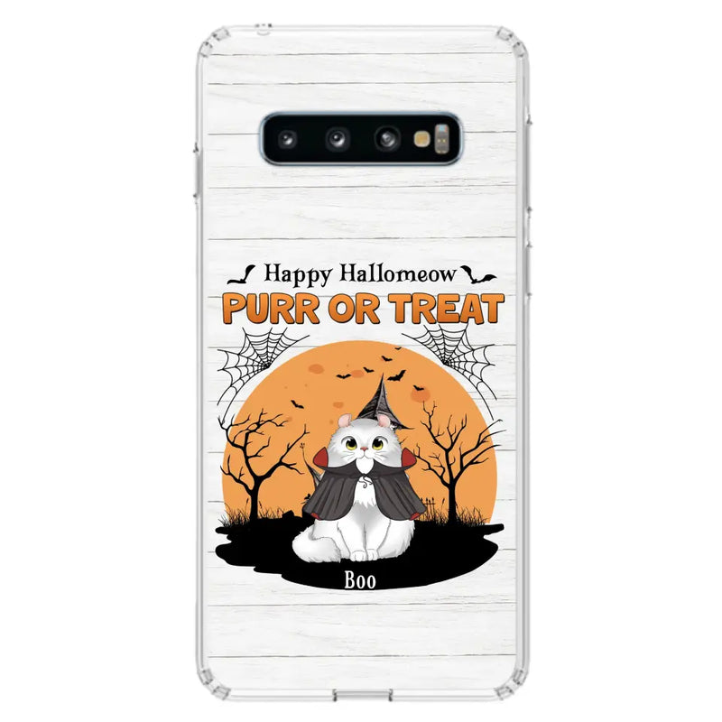 Custom Personalized Meowloween Phone Case - Up to 6 Cats - Halloween Gift Idea for Cat Lovers - Happy Hallomeow - Case for iPhone/Samsung