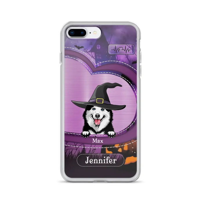 Custom Personalized Dog Halloween Phone Case - Gift Idea For Dog Lover/ Halloween - Upto 3 Dogs -  Case For iPhone/Samsung