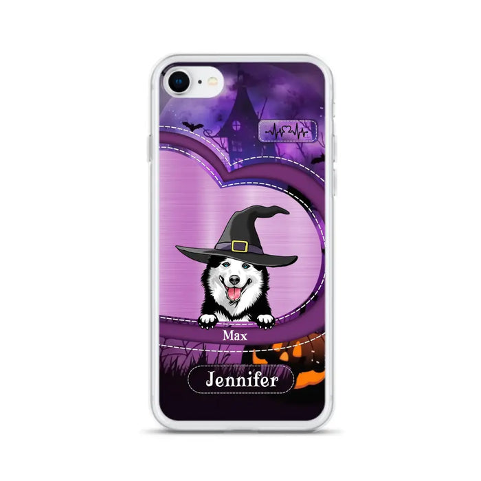 Custom Personalized Dog Halloween Phone Case - Gift Idea For Dog Lover/ Halloween - Upto 3 Dogs -  Case For iPhone/Samsung