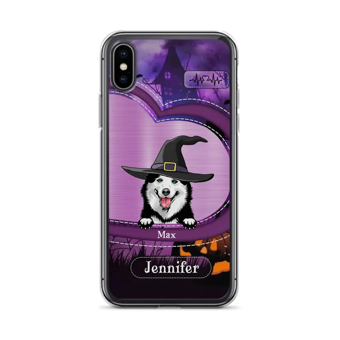 Custom Personalized Dog Halloween Phone Case - Gift Idea For Dog Lover/ Halloween - Upto 3 Dogs -  Case For iPhone/Samsung