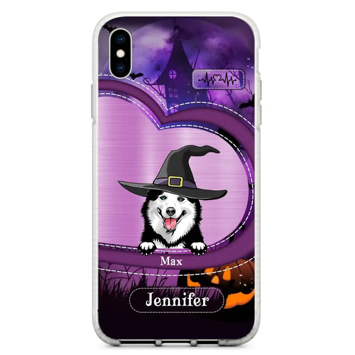 Custom Personalized Dog Halloween Phone Case - Gift Idea For Dog Lover/ Halloween - Upto 3 Dogs -  Case For iPhone/Samsung