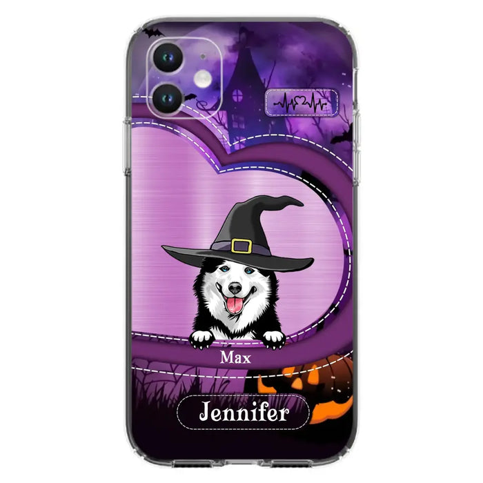 Custom Personalized Dog Halloween Phone Case - Gift Idea For Dog Lover/ Halloween - Upto 3 Dogs -  Case For iPhone/Samsung