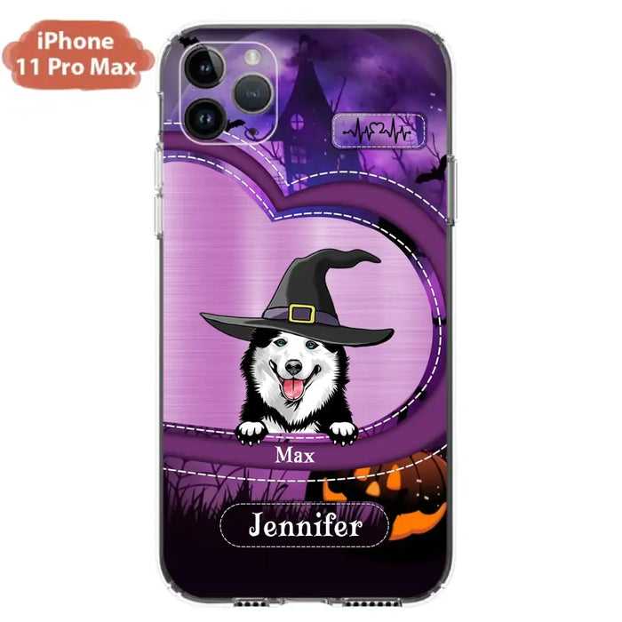 Custom Personalized Dog Halloween Phone Case - Gift Idea For Dog Lover/ Halloween - Upto 3 Dogs -  Case For iPhone/Samsung