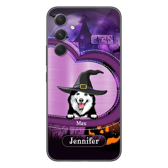 Custom Personalized Dog Halloween Phone Case - Gift Idea For Dog Lover/ Halloween - Upto 3 Dogs -  Case For iPhone/Samsung