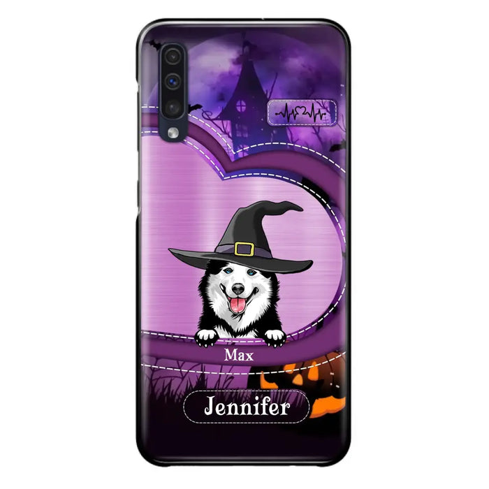 Custom Personalized Dog Halloween Phone Case - Gift Idea For Dog Lover/ Halloween - Upto 3 Dogs -  Case For iPhone/Samsung