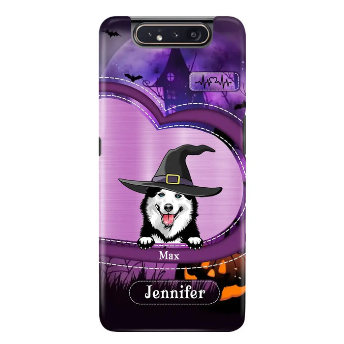 Custom Personalized Dog Halloween Phone Case - Gift Idea For Dog Lover/ Halloween - Upto 3 Dogs -  Case For iPhone/Samsung