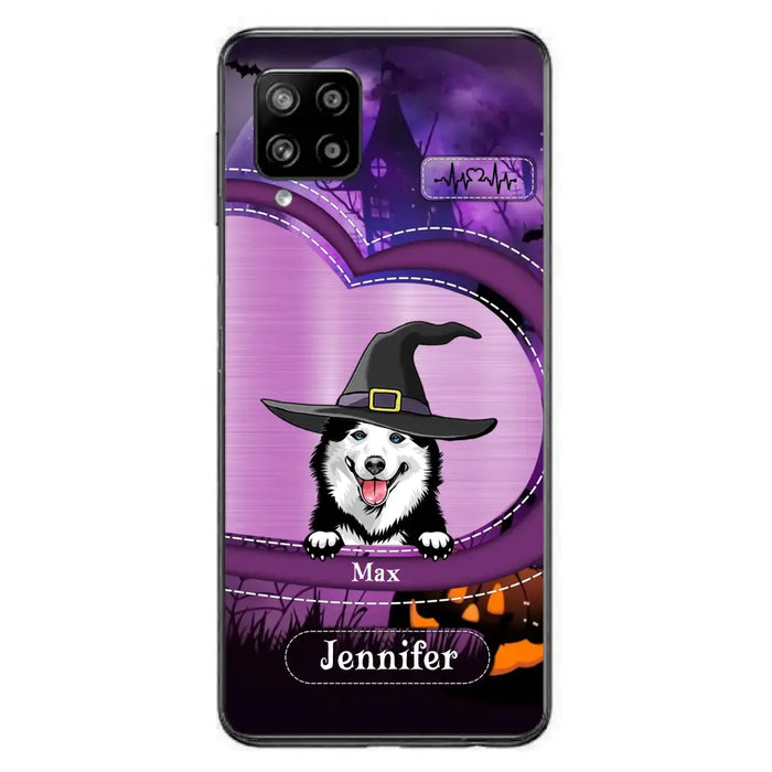 Custom Personalized Dog Halloween Phone Case - Gift Idea For Dog Lover/ Halloween - Upto 3 Dogs -  Case For iPhone/Samsung