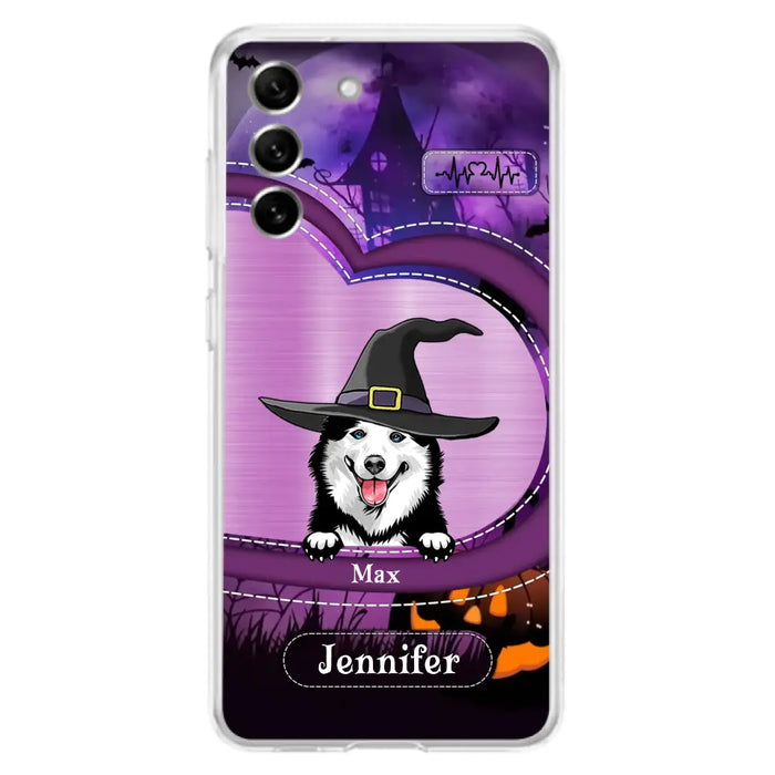 Custom Personalized Dog Halloween Phone Case - Gift Idea For Dog Lover/ Halloween - Upto 3 Dogs -  Case For iPhone/Samsung