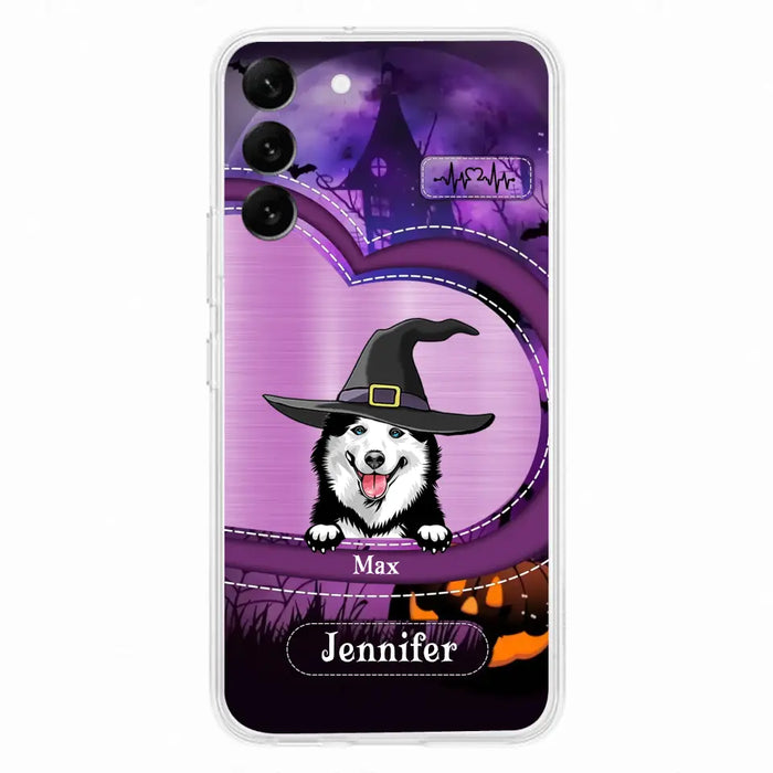 Custom Personalized Dog Halloween Phone Case - Gift Idea For Dog Lover/ Halloween - Upto 3 Dogs -  Case For iPhone/Samsung