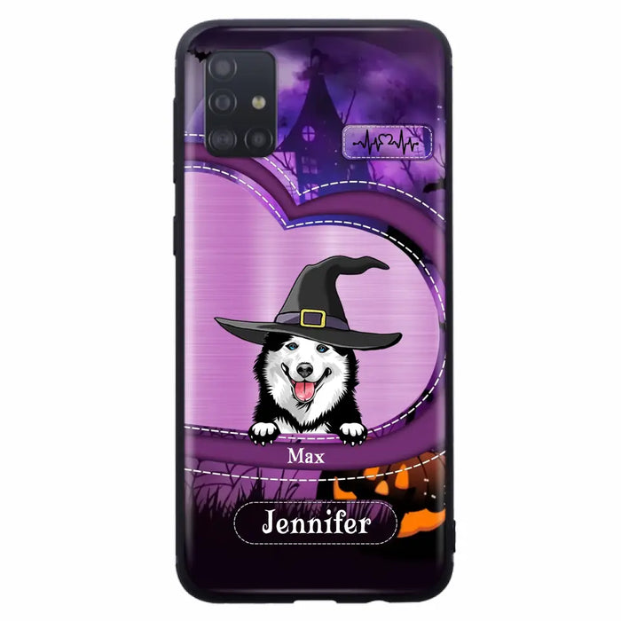 Custom Personalized Dog Halloween Phone Case - Gift Idea For Dog Lover/ Halloween - Upto 3 Dogs -  Case For iPhone/Samsung