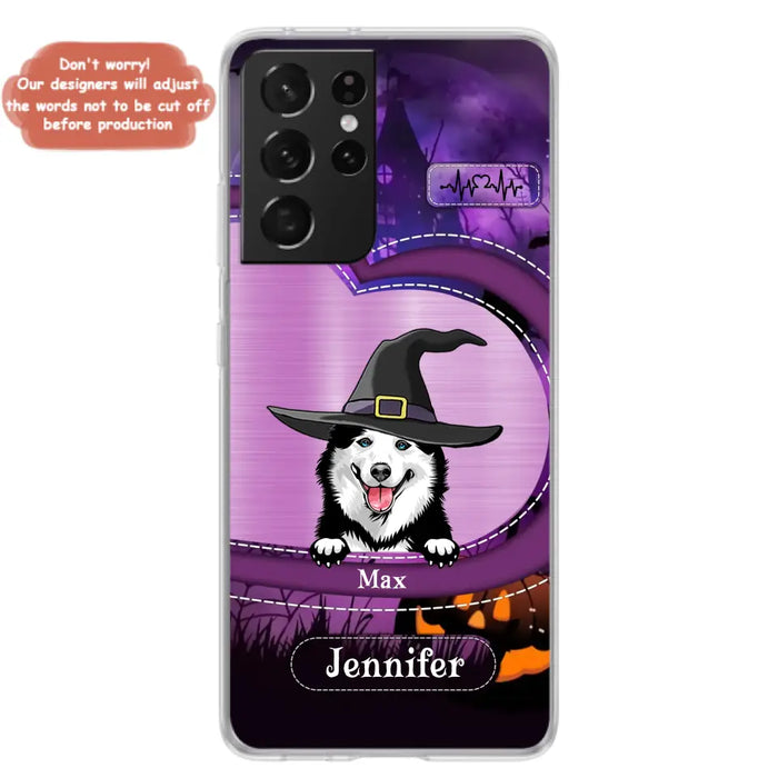 Custom Personalized Dog Halloween Phone Case - Gift Idea For Dog Lover/ Halloween - Upto 3 Dogs -  Case For iPhone/Samsung