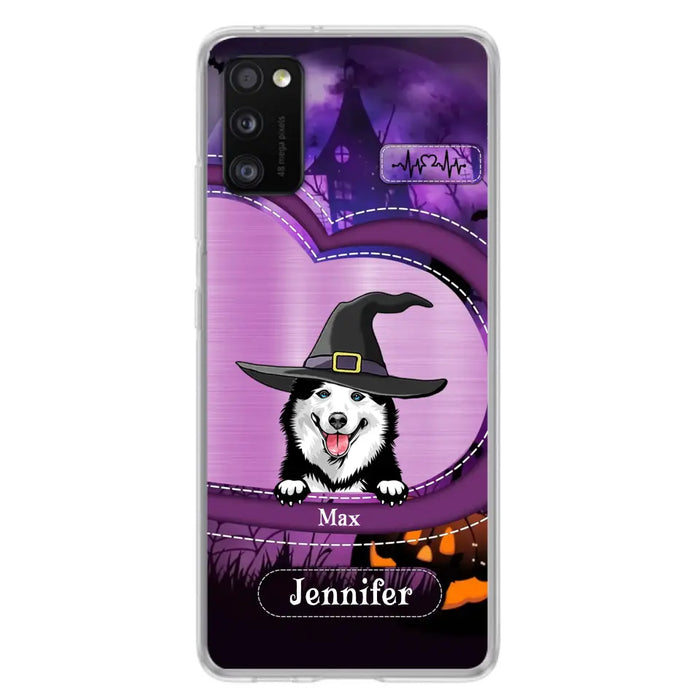 Custom Personalized Dog Halloween Phone Case - Gift Idea For Dog Lover/ Halloween - Upto 3 Dogs -  Case For iPhone/Samsung