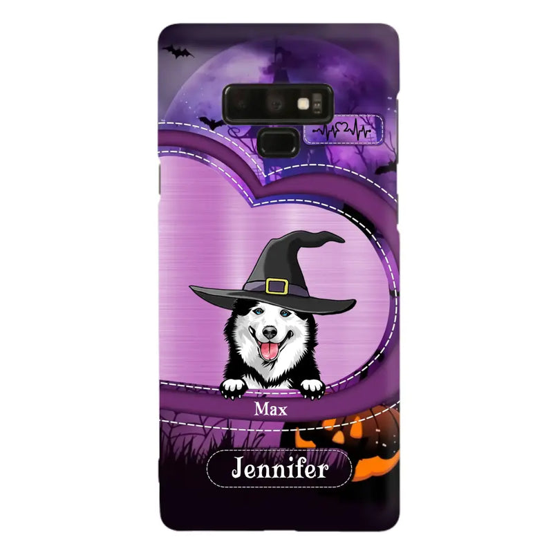 Custom Personalized Dog Halloween Phone Case - Gift Idea For Dog Lover/ Halloween - Upto 3 Dogs -  Case For iPhone/Samsung
