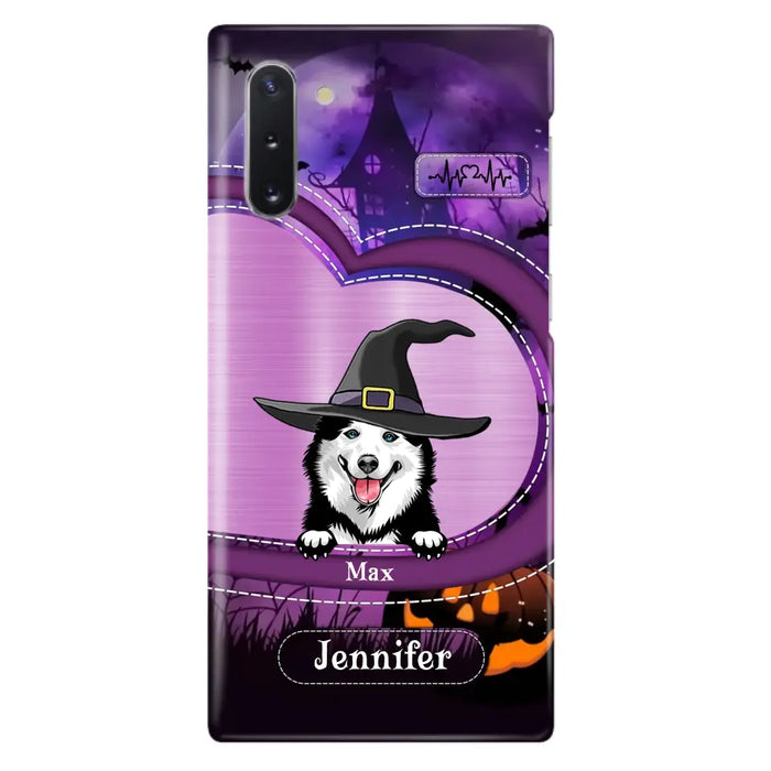 Custom Personalized Dog Halloween Phone Case - Gift Idea For Dog Lover/ Halloween - Upto 3 Dogs -  Case For iPhone/Samsung