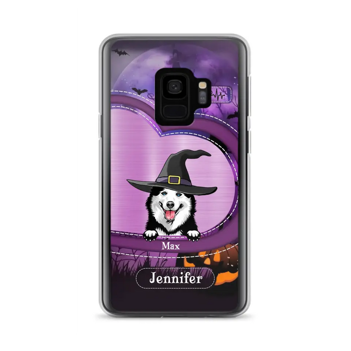 Custom Personalized Dog Halloween Phone Case - Gift Idea For Dog Lover/ Halloween - Upto 3 Dogs -  Case For iPhone/Samsung