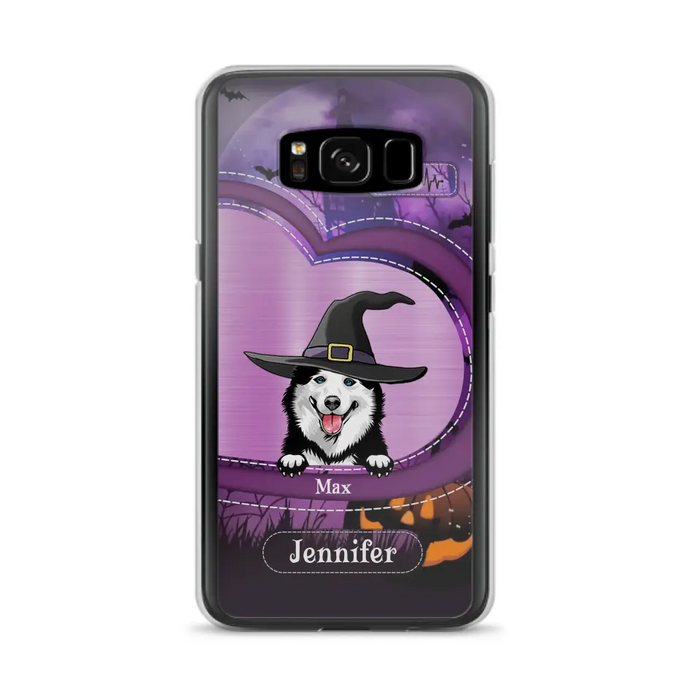 Custom Personalized Dog Halloween Phone Case - Gift Idea For Dog Lover/ Halloween - Upto 3 Dogs -  Case For iPhone/Samsung